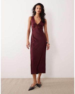 Motel Zarita Midaxi Satin Dress - Red