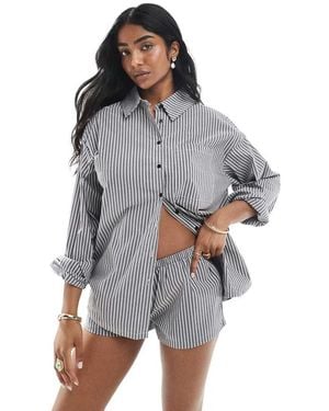 Daisy Street Oversized Boxy Fit Shirt - Grey