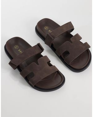 SEQWL Wide Fit Kidman Sandals With Straps - Black