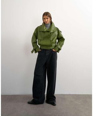 TOPSHOP Faux Leather Short Mac - Green