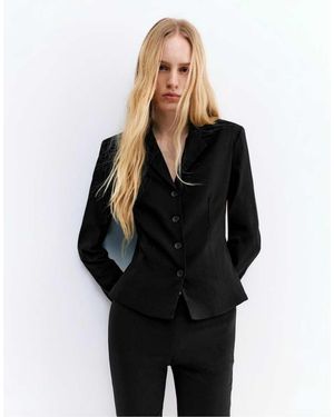 Pull&Bear Cropped Blazer - Black