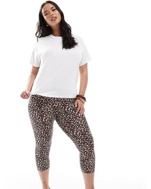 ONLY Leggings Cortos Con Estampado Animal De -Marrón - Gris