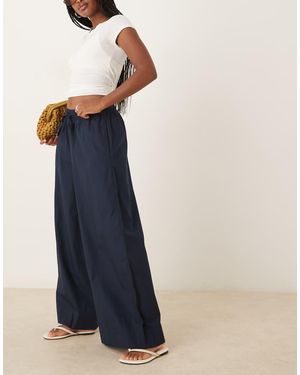 Aware Pantalones Azul Marino De Pernera Muy Ancha Con Lazada En La Cintura De