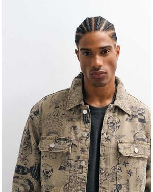 AllSaints Sherb Illustratief Grafisch Logo Canvas Jack - Bruin