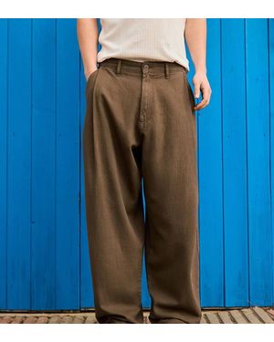 Bershka Super baggy Trousers With Linen - Blue