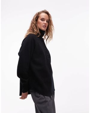 ARKET Boiled Wool Sweater With Polo Collar - Blue