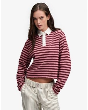 Superdry Athletic essentials slub-crop-rugbytop - Rot