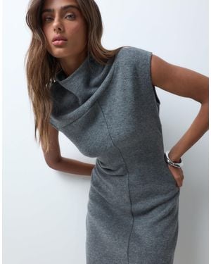 ASOS Supersoft Asymmetric Draped Mini Dress - Grey