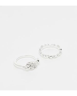ASOS Pack Of 2 Real Plated Rings - Natural