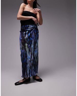 TOPSHOP – wickel-midirock mit em schmetterlings-print - Blau