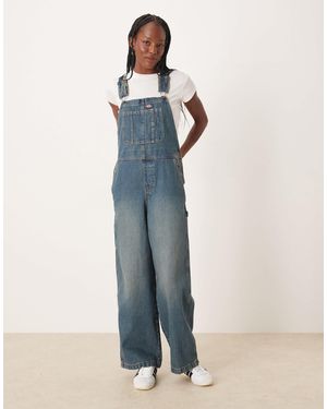 Dickies Mechanic - salopette large en jean - bleu à reflets kaki