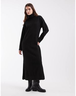 Object Roll Neck Knitted Maxi Dress - White