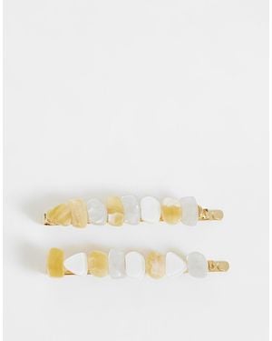 ASOS Pack Of 2 Faux Semi-Precious Chipping Hair Slides - White