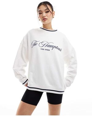 Kaiia Hamptons Logo Contrast Edge Sweatshirt - White