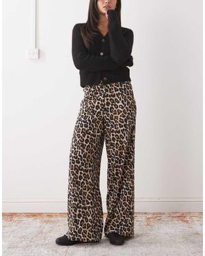 Noisy May Pantalones De Pernera Ancha Con Estampado De Leopardo De Canalé De - Negro