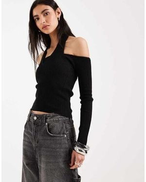 Mango Teen Cut Out Long Sleeve Top - Black
