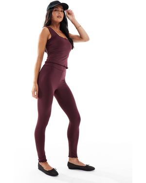 Miss Selfridge Legging d'ensemble en polyamide avec bordures en dentelle - bordeaux - Violet