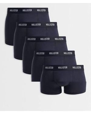 Hollister Confezione Da 5 Boxer Classici Neri Con Fascia Con Logo - Blu