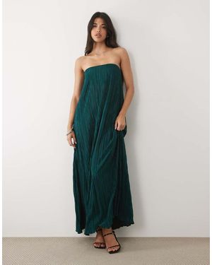 ASOS Plisse Bandeau Trapeze Midi Dress - Blue
