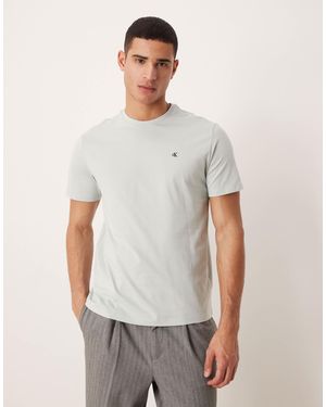 Calvin Klein T-shirt classique à logo monogramme - gris clair - Blanc