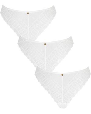 KBX 3 Pack Lace High Leg Brief - White