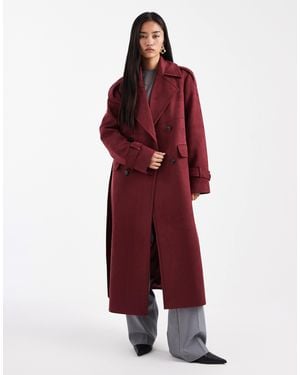 4th & Reckless Trench-coat mi-long en imitation daim - bordeaux - Rouge