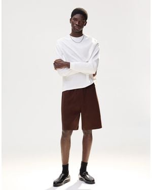 Bershka – bermudashorts aus interlock-stoff - Weiß