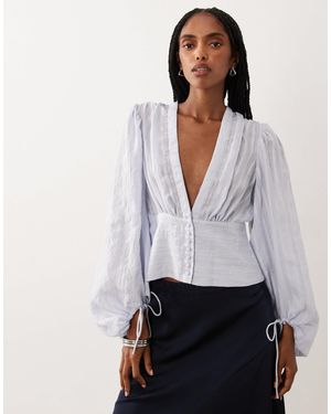 Aware Blouse boutonnée bohème à manches ballon - Blanc