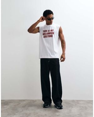 ASOS Canotta Oversize Con Stampa Di Halloween Bianca - Bianco
