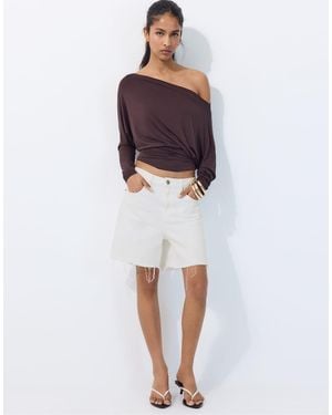 Stradivarius Asymmetric Modal T-shirt - Brown
