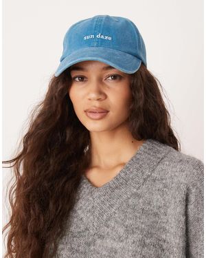ASOS Embroidered Sun Daze Slogan Cap - Blue