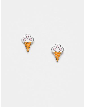 Kingsley Ryan Ice Cream Enamel Stud Earrings - White