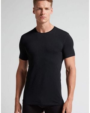 Intimissimi Superior Stretch Cotton T-Shirt - Black