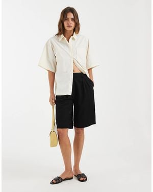 ASOS Tailored Bermuda Shorts With Linen - White