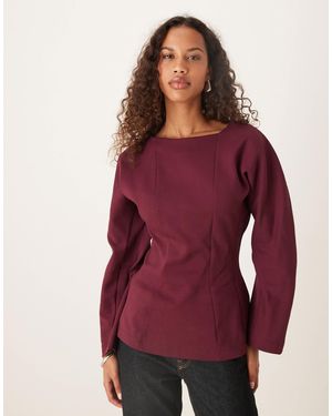 ASOS Seam Detail Waisted Long Sleeve Tee - Red