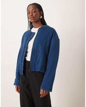 Free People Ellie Satin Bomber Jacket - Blue