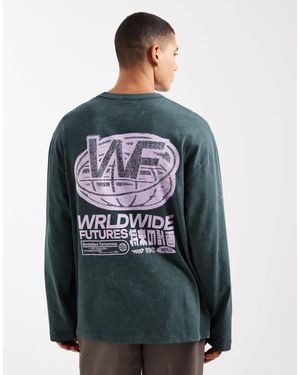 ASOS Heavyweight Oversized Long Sleeve T-shirt With Back Print - Gray