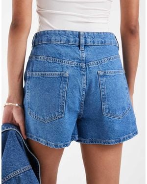ASOS High Waist Denim Shorts - Blue
