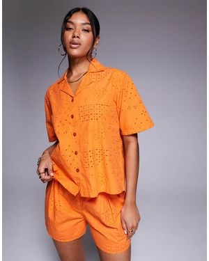 River Island Broderie Shirt - Orange
