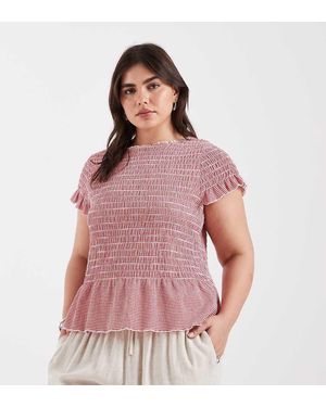 ONLY Ruched Detail Boatneck Top - Pink