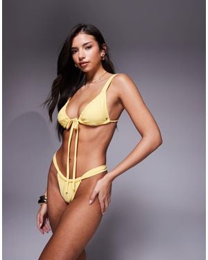 Candypants – seitlich gebundene, geraffte bikinihose - Grau