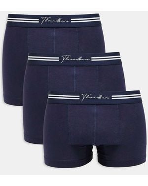 Threadbare Pack De 3 Calzoncillos Bóxer Con Logo En La Cinturilla De Algodón De - Azul