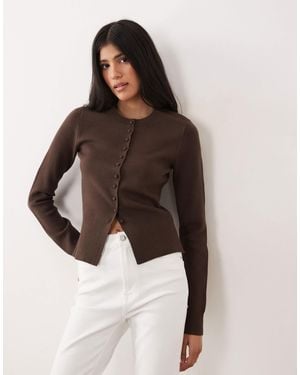 Threadbare Cardigan mit rundhalsausschnitt und taillierter taille - Braun