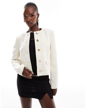 River Island – elegante bouclé-jacke mit kurzem schnitt - Weiß