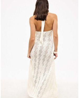 NA-KD Gestricktes maxikleid mit bindeband - Weiß