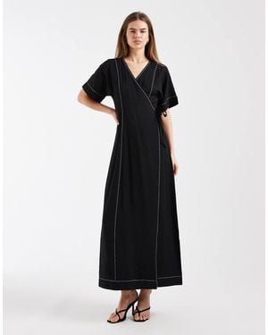 Object Long Wrap Maxi Dress - Black