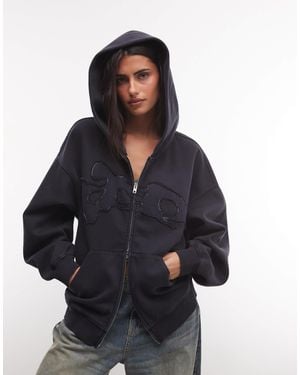 Weekday Oversized Hoodie With Embroidery Detail - Blue