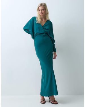ASOS Maxikleid mit fledermausärmeln und wickeloptik - Blau