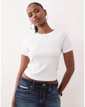 Juicy Couture Diamante Logo Baby T-shirt Co-ord - White