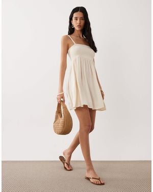 Free Society Shirred Beach Mini Dress - Natural